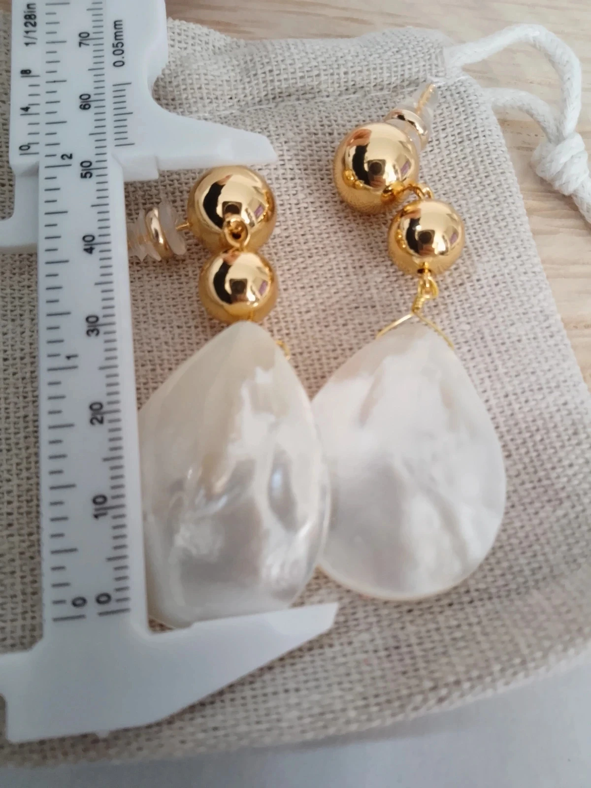 Boucles d'oreilles bohèmes nacre naturelle et acier inoxydable – photo 3